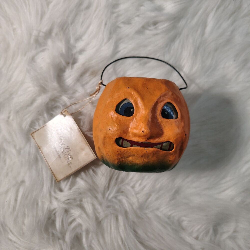 Bethany Lowe Vintage Folk Art Paper Mache Pumpkin Lantern RETIRED